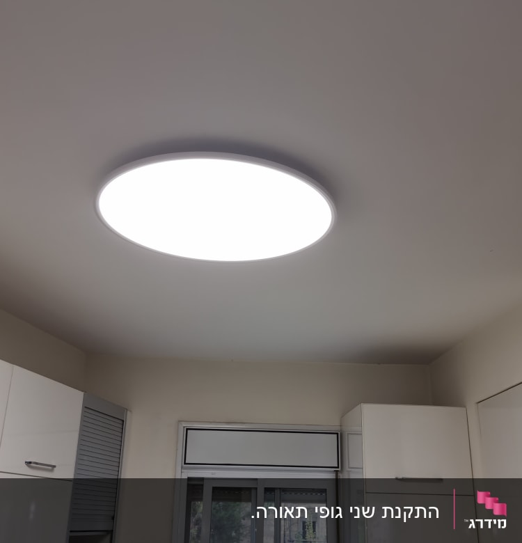 תאורה עגולה מותקנת בתקרה לבנה